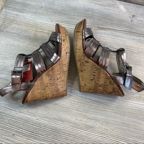NWT Mossimo waylon cute pewter colored strappy caged wedge cork sandal Size 8.5 - Picture 9 of 14
